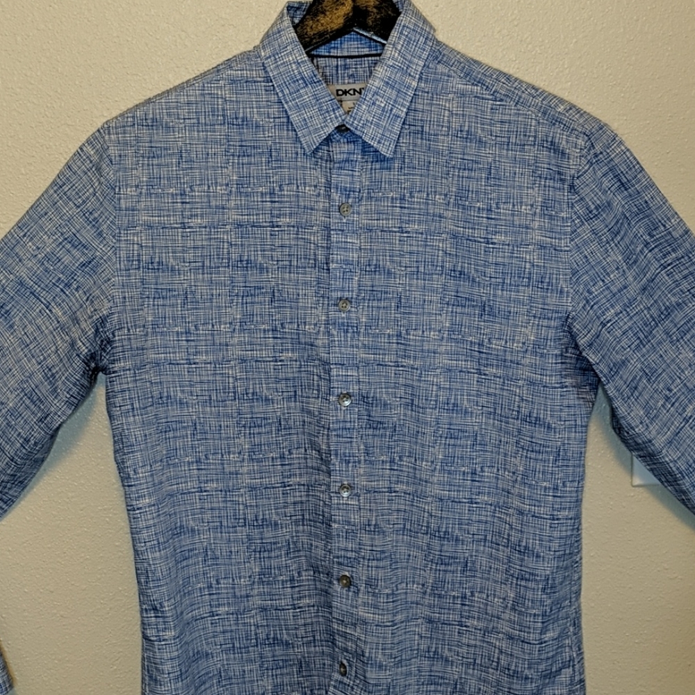 blue long sleeved button down